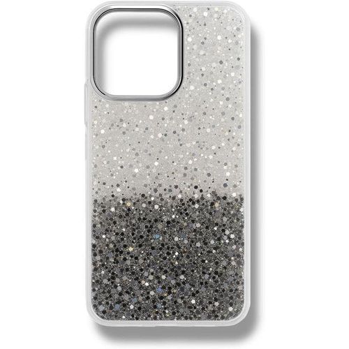 Glitter Bling Case, Clear TPU Protective Cover with Sparkly Design for iPhone 16, Transparent Hard Back Case (White-Black, iPhone 16)