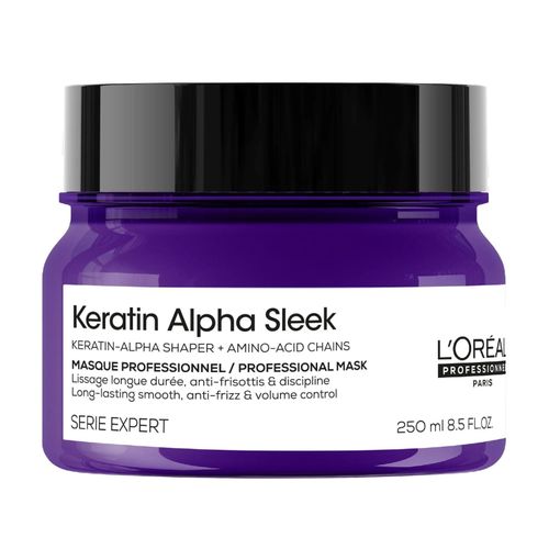 L'oreal, Serie Expert, Keratin Alpha Sleek, Professional Mask, Lang-Lasting Smooth Hair, Frizz And Volume Control - 250ML