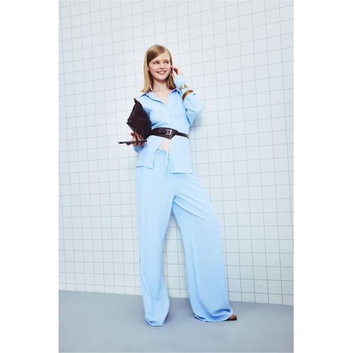 Wide Leg Double Pocket Linen Blended Trousers