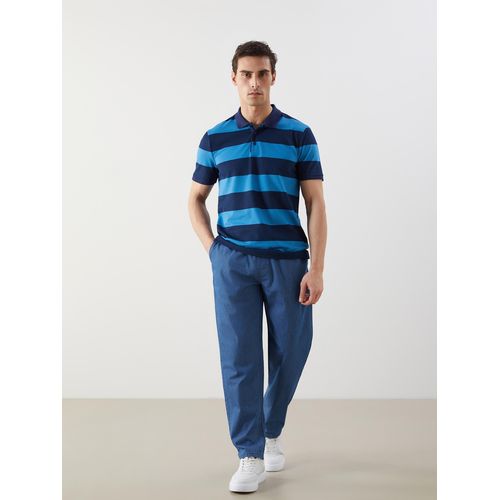 Polo Neck Short Sleeve Striped Pique Men's T-Shirt