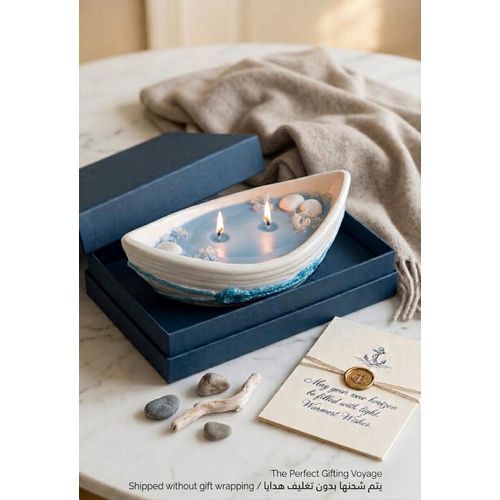 Happiness Boat" Candle Vanilla & Sweet Coconut - 100% Natural Soy Wax Handmade 160g - Luxury Gift for Decor and Relaxation