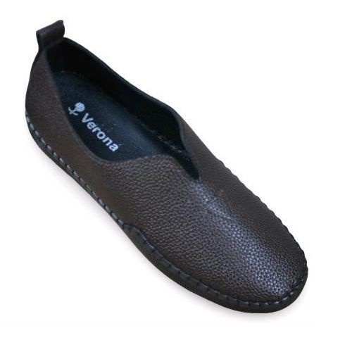 Women's Comfortable Slip-On Flat Shoes - Dark Brown