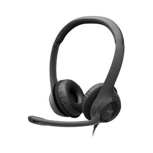 Logitech H390 Wired Headset for PC/Laptop, Stereo Headphones with Noise Cancelling Microphone, USB Type-A Interface, In-Line Controls, Works with Chromebook - Black Black