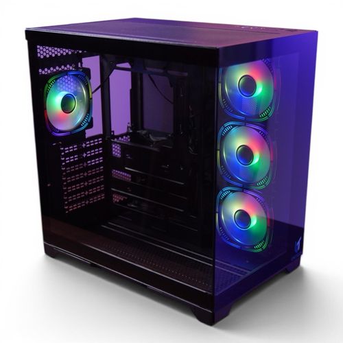 A-400 Mid-Tower ARGB Gaming PC Case with 4 ARGB Fans, Tempered Glass, USB Type-C, Black