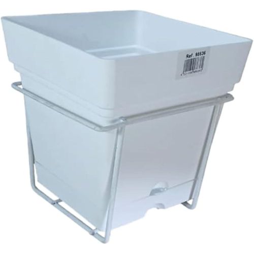 Planter Pot - Square Chalet 18cm - Polypropylene Treated for Color Stability and Breakage Resistance - Durable Metal Stand Electrostatic Coated White for Hanging - Color (White)