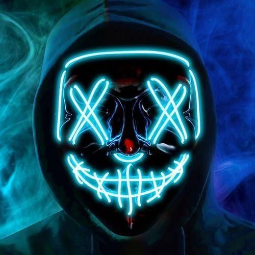 LED Light Up Purge Mask, Glowing Scary Mask for Halloween, Cosplay, Parties, and Festivals, Battery Powered EL Wire Neon Mask with Multiple Modes, Comfortable Adjustable Fit for Kids and Adults