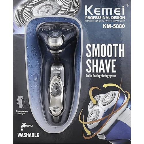 KM-5880 Rotary Electric Wet/Dry Shaver (Rechargeable)
