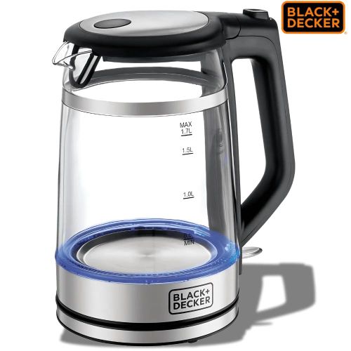 Double Wall Glass Electric Kettle 1.7L, 2200W, Hidden Heating Element, 360° Cordless Base, Blue LED Light Ring, Auto Shut Off, Boil Dry Protection, Model GK220-B5