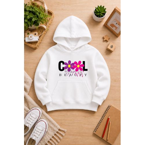 Girls'white Printed Hoodie Soft Warm Winter Kids Hoodie Mo&Jessy