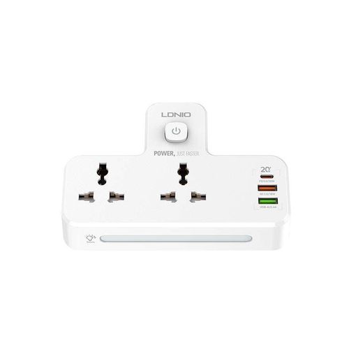 LDNIO Multi Plug Extension Sockets with 2 USB With PD PORT White 155x105x73mm
