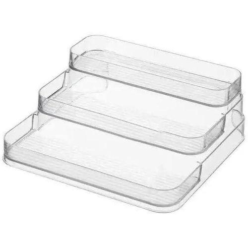Clear acrylic perfume and makeup stand with 3 tiered shelves
