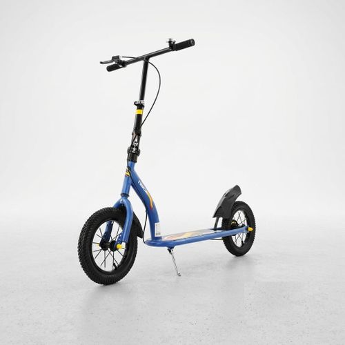 1 Pc Folding Kick Scooter – 12 Inch Inflatable Wheels – Hand Brake & Safety Bell – Free Air Pump Included – Durable Steel Frame with ABS Plastic – Foldable Design for Kids & Youth Outdoor Fitness Gift (Shape & Color May Vary)