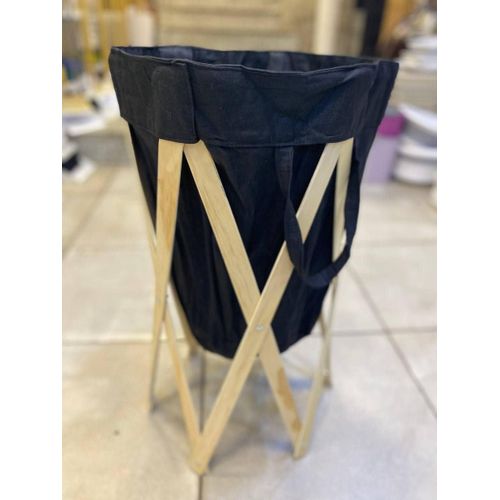 Laundry Basket Large 80-Litre European Pattern Laundry Hamper Cloth Bag with Foldable Wooden Stand Support.(Brown)
