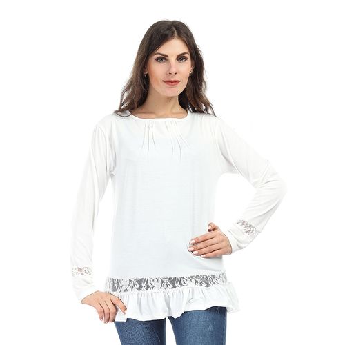 Ladies Lace Blouse_Off White - (53)