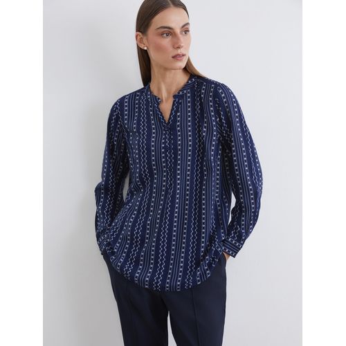 Notch Neck Patterned Blouse