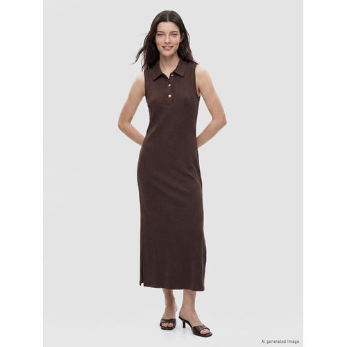 Collared Neck Ribbed Dress