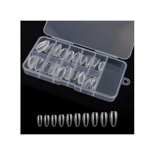 100PCS Clear Artificial Nail Tips Set with Storage Case – Full Cover Nail Extensions in 10 Sizes for Salon & DIY Manicure, Durable Long-Lasting False Nails for Stylish and Natural Look, Transparent Nail Tips