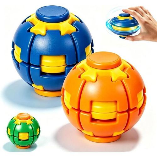 2 Pack 3D Printed Press to Spin Fidget Ball, 360° Rotation Press Rotate