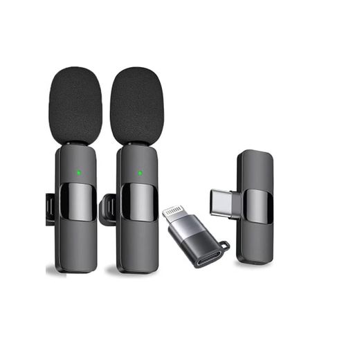 K9 Wireless Microphone Dual Omnidirectional Recording Clip Mic with Receiver for Type-C Camera Laptop for Vlogging YouTube Online Class Zoom Call