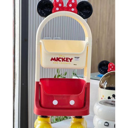 Mickey Mouse Kids Books and Toys Organizer 2-Tier with Wheels - Storage - Organization Trolley - Kids Bookshelf - Toy Storage Rack - Multi-Purpose Storage Stand for Nursery -Playroom
