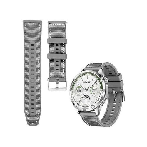 22mm For Galaxy Watch 3 45mm / Huawei Watch 3 / 3 Pro / GT2 Pro / GT3 46mm Nylon Braided Silicone Composite Watch Strap, Gray