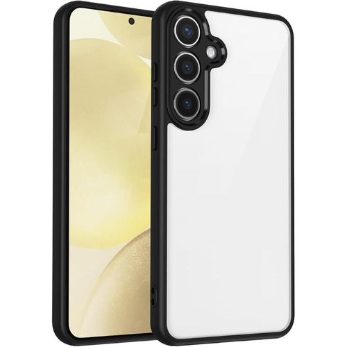 جراب موبايل خلفي شفاف مضاد للاصفرار مع اطار ممتص للصدمات بلون اسود، حماية ضد الصدمات (جالاكسي S24)
