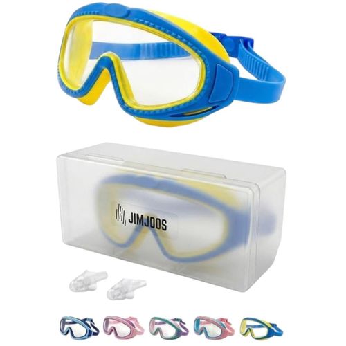 Kids Swimming Goggles 6-14 - Wide View, Anti Fog, UV Protection, Leak Proof Swim Goggles for Boys Girls - Adjustable Back Strap - Hard Case & Silicone Ear Plugs Included
