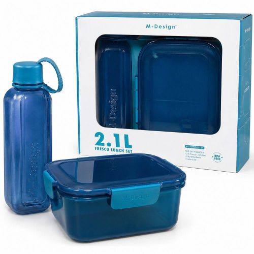Fresco Lunch Set with Compartment Lunch Box Water Bottle and Cutlery Blue 2.1 L - 75219