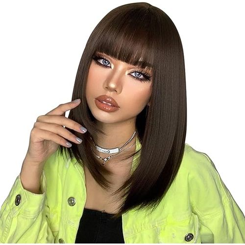 Synthetic Hair Wig Short In Brown Colour Straight