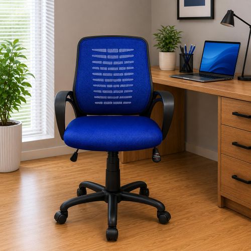 Medical Manager Office Chair -Black-Blue Mesh