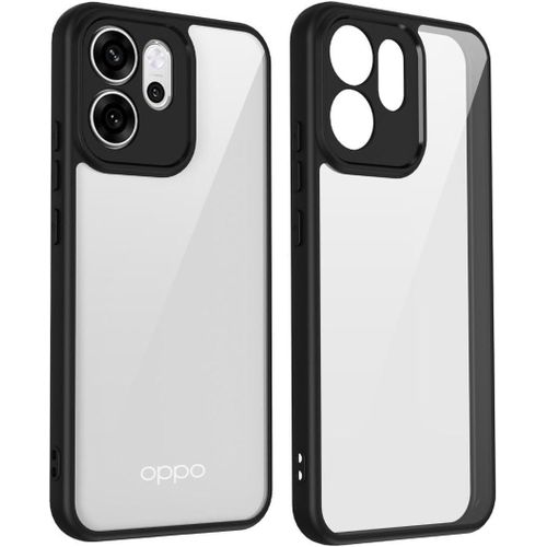 A hard, shockproof polycarbonate back cover with a soft, heat-resistant, anti-yellowing polyurethane frame for the Oppo Reno 14F, black color.