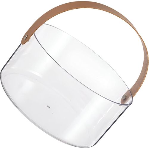 Fruit Serving Plate - A clear and elegant addition to your home decor, this portable fruit serving dish features a leather handle, perfect for elegantly displaying fruit and desserts.