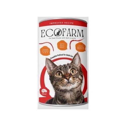 Ecooo Farm Cat Food, Wet Food, Single Protein Formula, Natural Ingredients, 400g Can, Adult Cat Nutrition (pack of 1, Beef)