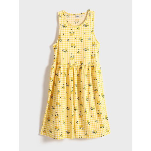 Crew Neck Patterned Girls Dress