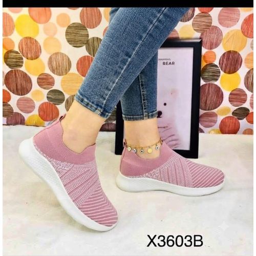 Women's Slip-On Sneakers - Pink & White