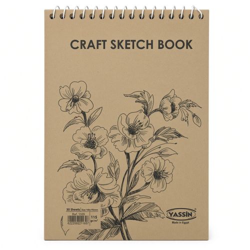 Brown Craft Paper Spiral Sketch Book – 30 Sheets, 140 × 192 mm, 115 GSM - No: 1165