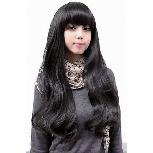 Long Black Wavy Synthetic Hair Wig
