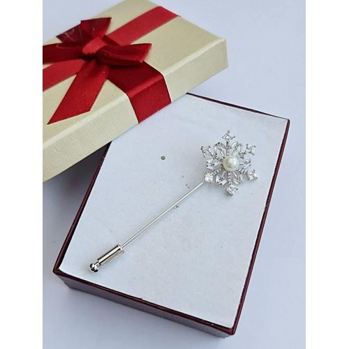 The snow flake wand studded silver Brooch and clothes pin