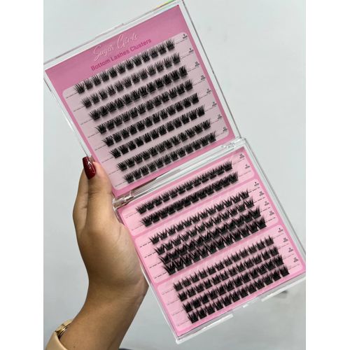 Premium Bottom Lashes Clusters Kit - DIY Individual Lower Eyelash Extensions with Mixed Lengths for Complete Eye Makeup