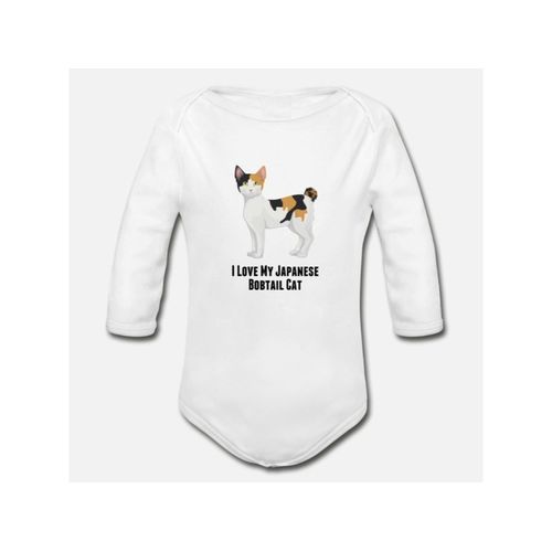 I Love My Japanese Bobtail Cat Organic Long Sleeve Baby Bodysuit
