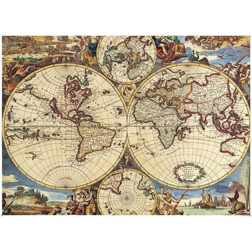 Ancient World Map 1000 Pcs Jigsaw Puzzle – Antique Dual-Hemisphere Vintage Globe – Completed Size Approx. 70*50 cm – Durable Non-Toxic Thick Paperboard – Compact Gift Box 23*19*6 cm – DIY Home Wall Decor & Logic Training Gift (Shape & Color May Vary)