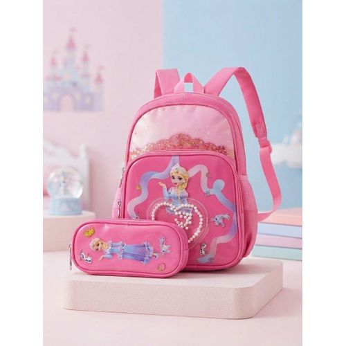 Princess-themed school backpack set for girls – backpack + pencil case, in pink