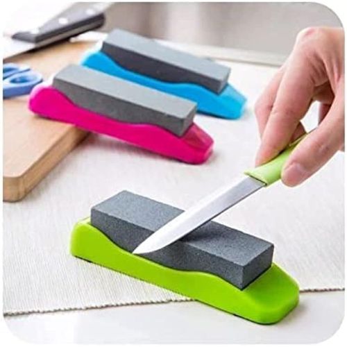 Knife Sharpener Stone Sharpens Sharpens and Grinds Double Face Plastic Knives and Cutlery with Holder