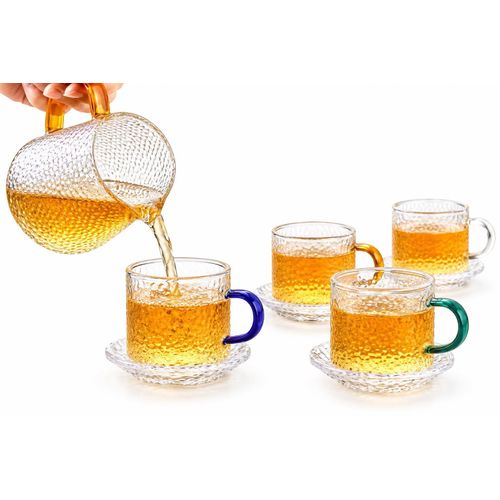 6-piece heat-resistant colored handle coffee mug set