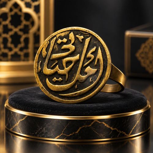 Adjustable Women's Brass Ring - Arabic Heritage Ring with Elegant Classic Design and Embossed Inscription