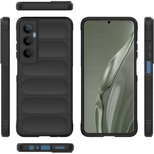 جراب اصلي مقاوم للصدمات مع حماية فائقة وجزء داخلي مبطن ناعم متوافق مع ريلمي C65 4G، اسود، البولي يوريثين الحراري