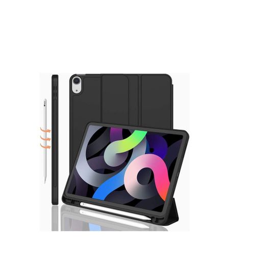 Smart Case For iPad Air 5 109 inch 2022 4th Generation Flip Cover Leather Case Soft TPU Back And Trifold Stand With Auto Sleep - Black