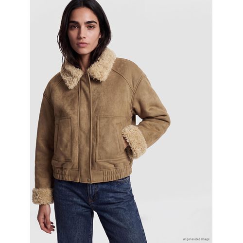 Fur Collar Women's Suede Look Coat