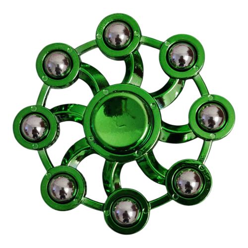 Premium 8-Ball Metallic Fidget Spinner – Glossy Chrome Green