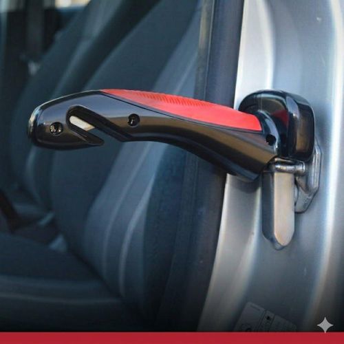 5-in-1 Car Door Assist Handle - Multifunctional Entry and Exit Aid - Emergency Hammer for Breaking Glass and Seat Belt Cutter - Robust and Durable Design for All Cars